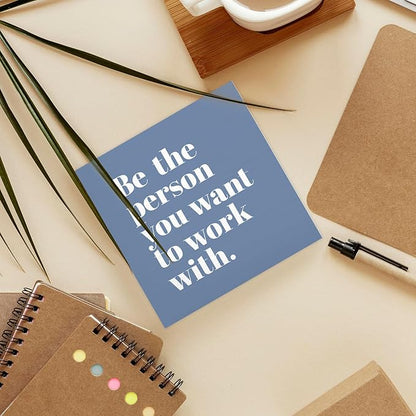 Be The Person You Want to Work With Inspirational Black Wood Box Sign Desk Decor, Teamwork Motivational Blue Wooden Block Sign Decorations for Home Office Workplace Wall Tabletop Shelf Decor