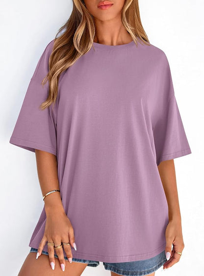 PRETTYGARDEN Womens 2026 Spring Going Out Tops Casual Short Sleeve Crewneck Loose Fit Basic Oversized T Shirts Summer Outfits