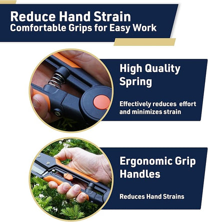 Garden Clippers - Grass Cutter Hand Edging Shears - Straight Yard Scissors for Outdoor Edges, Weeding, or Hedge Shears by Kings County Tools