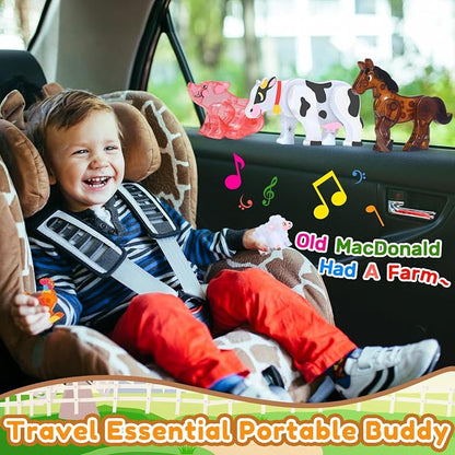 Oriate Magnetic Tiles 3D Animal Farm Toys, 5pcs Farm Animals for Kids, Movable Joints Animal Toys Suitable for Kids Magnetic Blocks Building Magnet Tiles, STEM Educational Construction