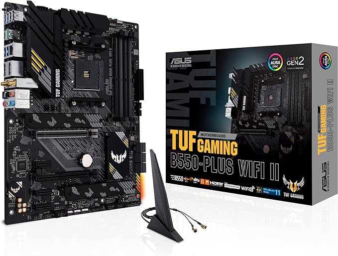 ASUS TUF Gaming B550-PLUS WiFi II AMD AM4 (3rd Gen Ryzen™) ATX Gaming Motherboard (PCIe 4.0, WiFi 6, 2.5Gb LAN, BIOS Flashback, USB 3.2 Gen 2, Addressable Gen 2 RGB Header and Aura Sync)