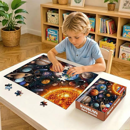 100 Piece Puzzles for Kids, Adults & Seniors, Educational Solar System Planets Jigsaw Puzzles for Kids Ages 4-6 5-8, Space Learning Toy Gifts for Boys and Girls - Every Piece is Unique