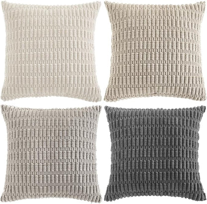 Fancy Homi 4 Packs Decorative Throw Pillow Covers for Living Room Couch Bed, Modern Farmhouse Boho Home Décor Accent Cushion Case, 20" x 20", Grey Series