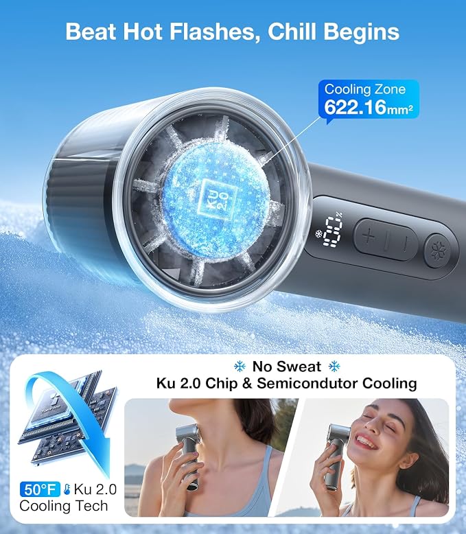 TORRAS COOLiFY iva Handheld Fan with Ice Cooler, [Chill by 50°F], 0-100 Adjustable Speed, Super Mini Powerful Portable Fan 4900mAh Rechargeable, Hand Fans for Travel Essentials,Charcoal