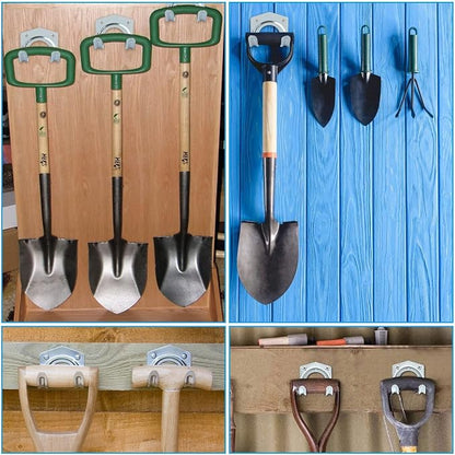 10 Pack Hanger Hooks Set with Screws, Wall Mounted Tool Hangers Garage Storage Hooks for Garage Shed Hanging Bracket Garden Tools