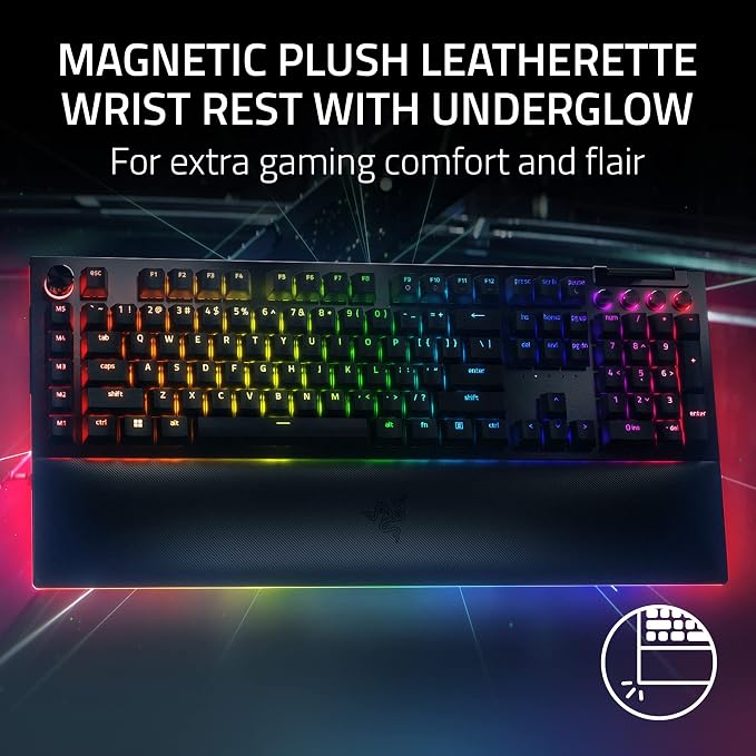 Razer BlackWidow V4 Pro Wired Mechanical Gaming Keyboard, Orange Switches | Tactile & Quiet Switches, Doubleshot ABS Keycaps, Command Dial, 8 Dedicated Macro Keys, RGB, Snap Tap, Magnetic Wrist Rest