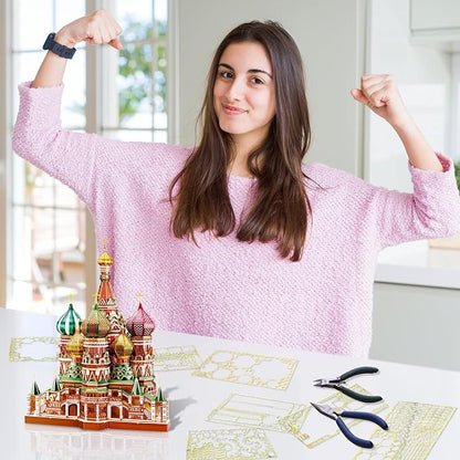 Piececool 3D Metal Puzzle Model Kits Saint Basil’s Cathedral Metal Building Kit for Adults, Brain Teaser DIY Model for Teens Man Woman Family-711 Pcs