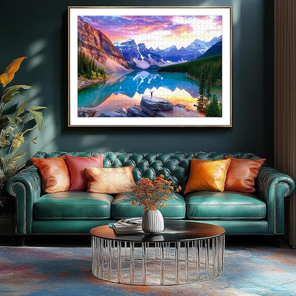 1000 Piece Jigsaw Puzzle - Moraine Lake Sunset Landscape, Scenic Canadian Rockies Puzzle for Adults for Nature Lovers and Puzzle Enthusiasts