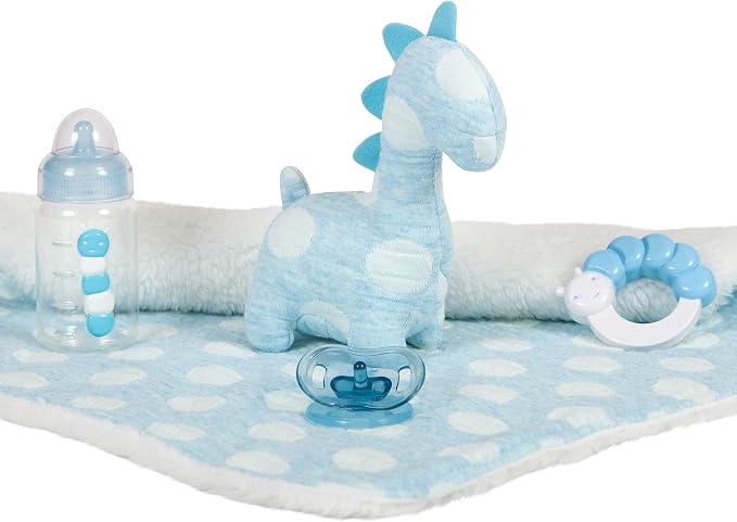 JC Toys La Newborn All-Vinyl-Anatomically Correct Real Boy 15" Baby Doll in Blue and Deluxe Accessories, Designed by Berenguer., Blue - Dots, Model:18064