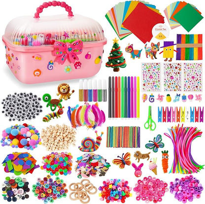 VERYHDSN Arts and Crafts Supplies for Kids-3000+ Pcs DIY Arts & Craft Kit for Boys Girls Ages 4 5 6 7 8 9 10 11 12, 25+Types Craft Materials Bulk, Larage Craft Box Set, Fun&Creative Gift