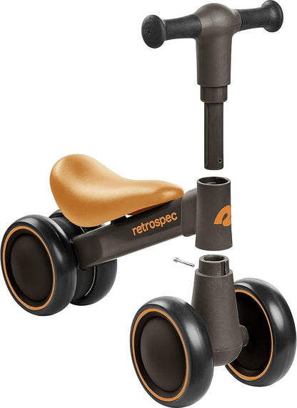 Retrospec Cricket 2 Baby Walker Balance Bike with 4 Wheels - Safe Learning Toy for Ages 12-24 Months - Scratch-Resistant Indoor Outdoor Toddler Riding Toy with Steering Limit & Soft Grips
