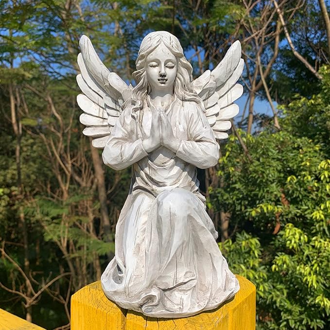Praying Angel Garden Statue, Religious Fairy Sculpture Waterproof Decorative Figurine Art Decor for Patio, Lawn, Yard, Housewarming Ornament Present Angels HSa-1