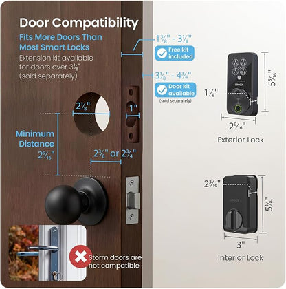 Lockly Secure Pro Smart Door Lock,Fingerprint Keyless Entry Door Lock,Apple Home Key Compatible,Auto Lock, App Remote Control,IP65 Waterproof,Easy Installation