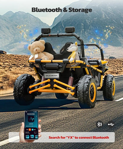 ELEMARA 24V Ride on Car for Kids, 2 Seater XL 20" Seat Ride on Toy, 10AH 4WD Battery Powered 4.5MPH Electric Car with Remote, 3 Speeds, Music Gift for Ages 3-8
