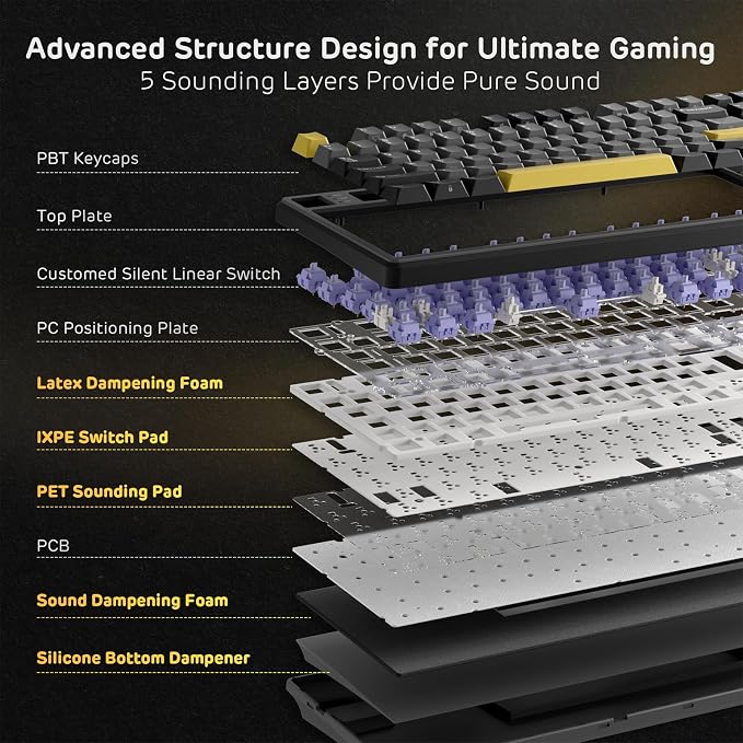 RK ROYAL KLUDGE X104 Wired Full Size Mechanical Gaming Keyboard, Metal Knob | Creamy Keyboard with Number Pad,104 Keys RGB Computer Keyboard Hot Swappable Linear Switch, Online Software for Wins/Mac