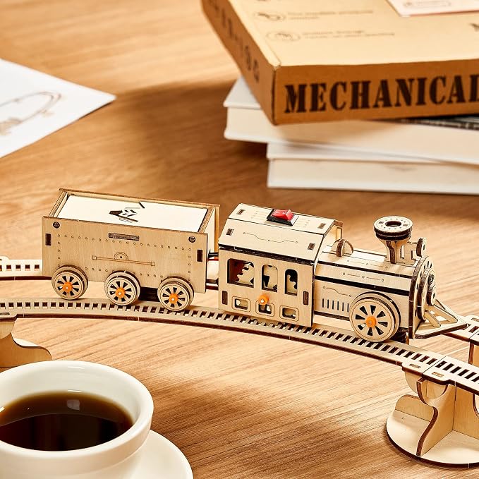 3D Wooden Puzzles Little Truck Train Model Kits Includes Engine & Track, Brainteaser and Puzzle for Christmas/Birthday,Gifts for Adults and Teens to Build Combination