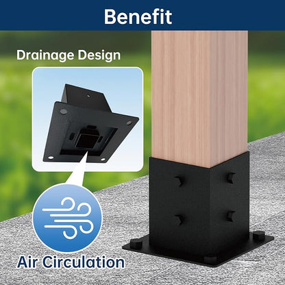 Pergola Bracket Kit 4x4, 1pcs 5-Way Corner Bracket and 1 Base, Used as The Middle Support of Large Awnings, for Connecting The Extended Pavilion Wood Beams of The Gazebo and Wood Stand Sheds