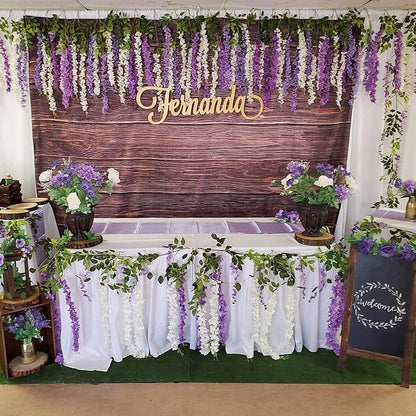 Artificial Flowers Hanging Flowers, Fake Garland Silk Vines Rattan String Decor for Home Wedding Arch Wall Garden Greenery Bedroom Outdoor Office Party Decoration (12, Purple)