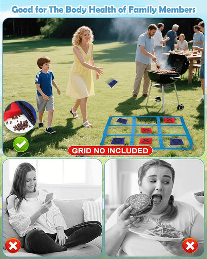 Bean Bags for Tic Tac Toe and Cornhole Toss Games, Kanosan Bean Bags for Kids Adults and Family Outdoor Yard Lawn Outside Field Day Birthday Party Backyard Reunion Carnival Beach Fun Games 10PCS