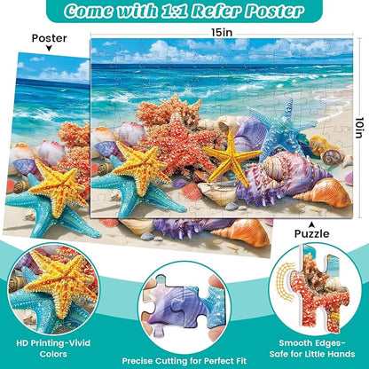 4-Pack 100 Piece Puzzles for Kids Ages 6-8 8-10 - Large Piece Puzzles for Dementia Seniors - Farm Countryside Jigsaw Puzzles for Adults & Kids Ages 4-6, Learning Educational Toys Gifts for Boys Girls