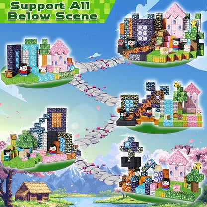 Goody King 200PCS Magnetic Building Blocks - Forest & Volcano Adventure Set, STEM Learning Toys for Kids Ages 3+, Strong Magnets, Creative Play, Birthday Gift for Boys & Girls