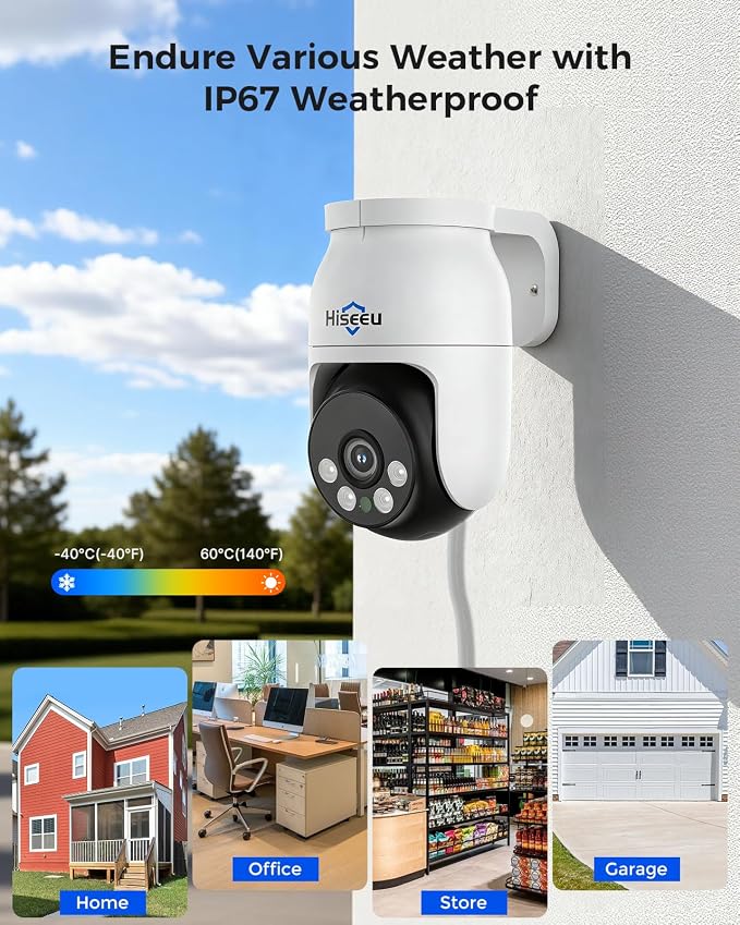 Hiseeu 4K PTZ Wired Security Camera System with 8 x 8MP CCTV Cameras | 360° Coverage,Smart Color Night Vision,Audio,Person/Vehicle Detection,8MP DVR,2TB HDD for 24/7 Recording,Surveillance DVR Kit