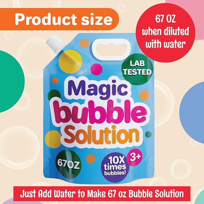 Klevly 67 oz Iridescent Bubble Solution Refill | Non-Toxic Quick & Easy Just Add Water to Make 67 oz Bubble Refill Solution | Bubbles for Kids | Bubbles Bulk | Bubble Machine Solution | Giant Bubbles