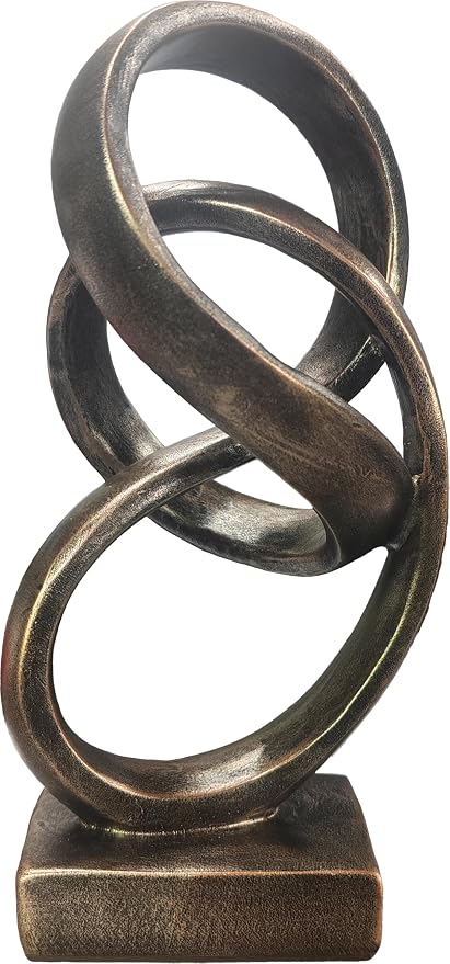10" Modern Abstract Ribbon Decorative Sculpture, Knot Sculptures,Home Decor,Coffee Table Statues,Dining Living Room Desk Decor（Bronze Colored）