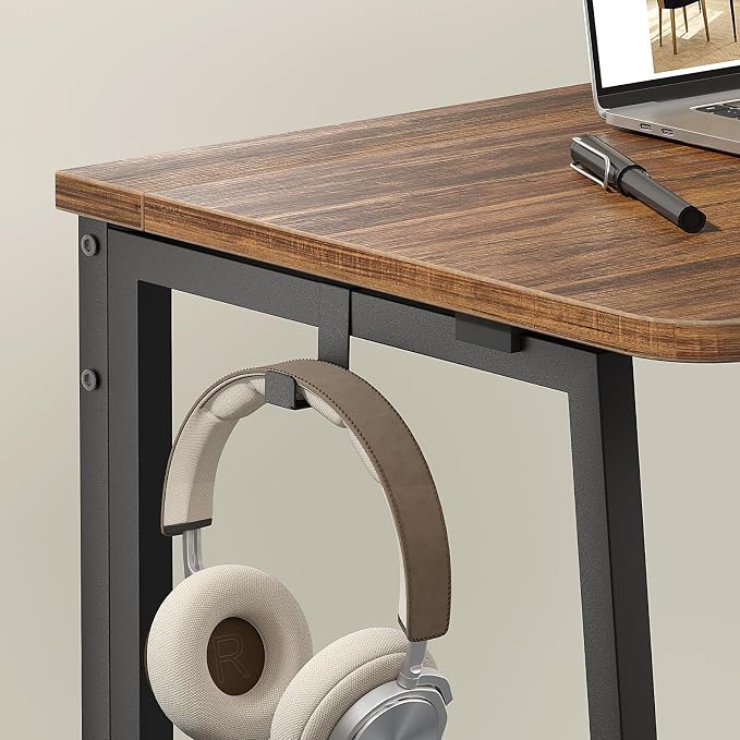 WOHOMO Folding Desk, 47.2" Foldable Computer Table for Small Spaces, Walnut | Easy Assembly and Fold, Sturdy Home office desks for Study Bedroom Dorm Space Saving Writing Work Apartment