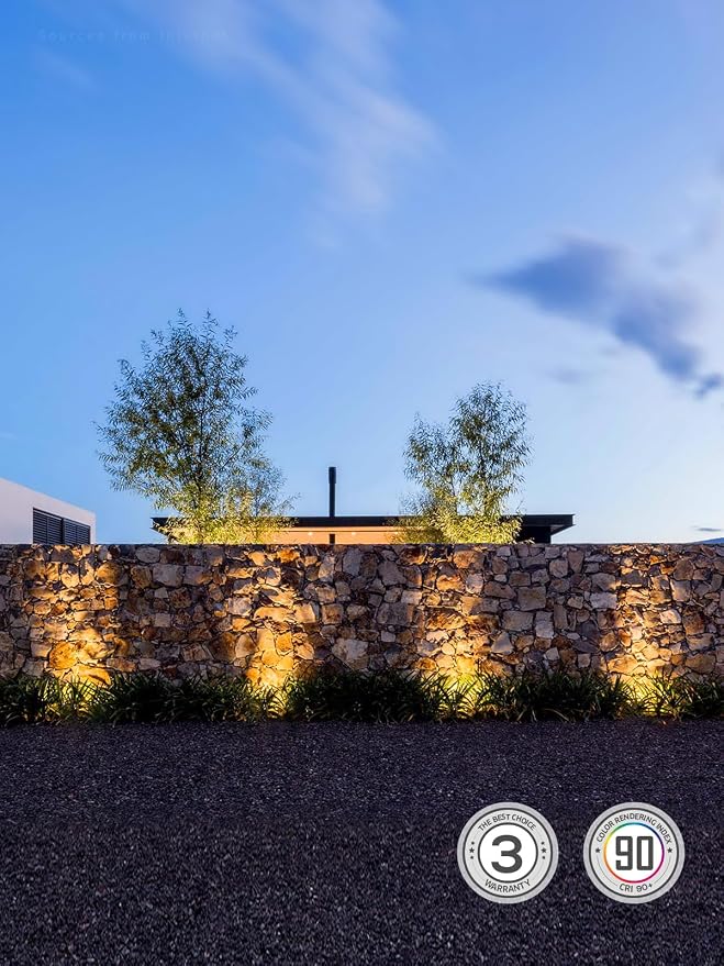 LEONLITE 3W 3000K Well Lights Landscape LED In Ground, 12-24V AC/DC Low Voltage, CRI90 IP67 Inground Well Lights Outdoor, Rock Color Aluminum Housing, Embedded Parts Included, Pack of 6