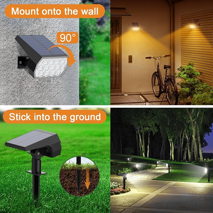 WELALO Solar Color Changing Spot Lights Outdoor, Waterproof Solar Halloween Lights, 7 Modes Multicolor RGB Landscape Spotlights for Garden Yard Driveway Lawn Patio Pathway Christmas Decorations 6 Pack