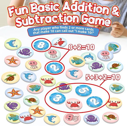 Math Games for Kids,100 Flash Cards Addition and Subtraction Games,Math Facts Manipulatives Counting Educational Toy Learning Activities, Kindergarten 1st 2nd Grade Classroom Must Have