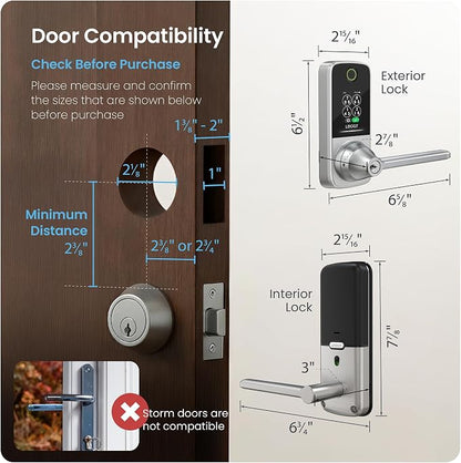 Lockly Secure Pro Smart Lock with Handle - Biometric Fingerprint & Patented Anti-Peep PIN Genie Keypad, Built-in Wi-Fi Keyless Entry Door Lock, App Remote Control, Works with Alexa & Google Assistant