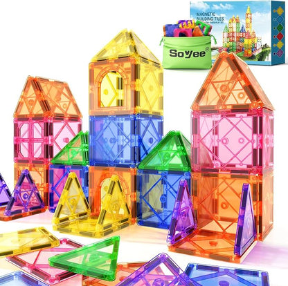 Magnetic Tiles Toddler Toys Magnetic Building Blocks for Kids Ages 3-12 STEM Educational Toys for Girls & Boys Sensory Toys for Kids with Autism Classroom Must Haves Outdoor Toys