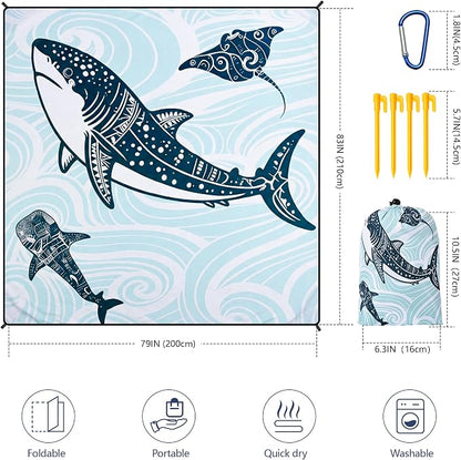 WIWIGO Beach Blanket Waterproof Sandproof Beach Mat 79" X 83"/10'x9'for 2-8 Adults Quick Drying Outdoor Picnic Mat Beach Accessories for Travel, Camping, Hiking