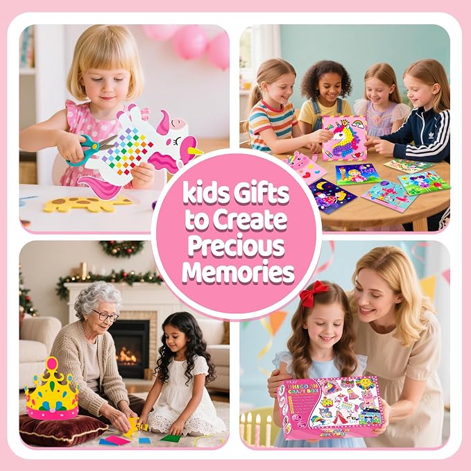 7july Unicorn Craft Box-12 Fun Arts and Crafts for Kids Ages 4-8,Educational Creative Toys, Art and Crafts Projects & Activities Kit with Supplies,Gift for Girls 3 4 5 6 7 8 Years Old