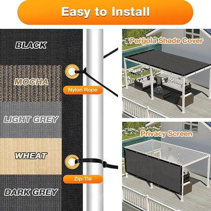 Artpuch Outdoor Pergola Shade Cover 8x23 FT Sun Shade Cloth with Grommets Dark Grey 90% UV Protection Canopy Patio Privacy Screen (Customized Available)