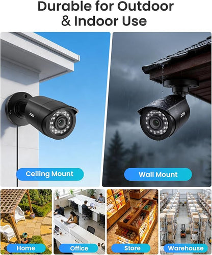ZOSI 3K Lite 16 Channel Security Camera System with AI Human/Vehicle Detection, 16pcs 2MP Wired Indoor Outdoor CCTV Cameras, Night Vision, 16CH DVR with 2TB HDD for 24/7 Recording, No Monthly Fees