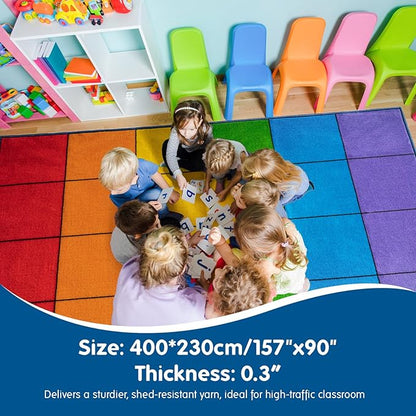 Booooom Jackson Classroom Rug Colorful Seating Classroom Carpet Elementary, Preshool Rug for School, Colorful Class Rug Classroom Area Rug Educational Rug (7'7" x 13', P008-ColorPalette-Plus)