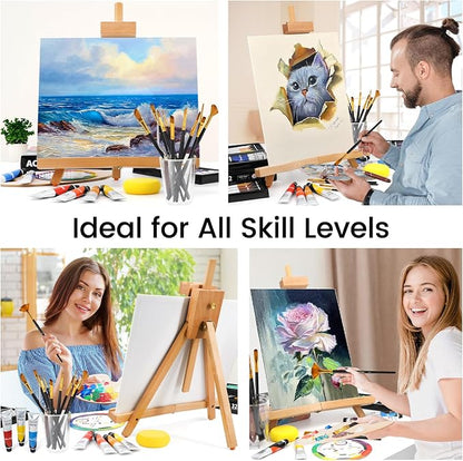 ARTALLY Acrylic Paint Set for Adults & Kids, 67 Pcs Canvas Painting Kits, 32 Colors Acrylic Paint (22ML),Table Easel,Brushes,Canvas, Art Painting Supplies Kit for Students,Artists,Beginners
