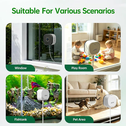 2K Window Camera,2.4G WiFi Indoor Camera for Home Security, AI Color Night Vision, Person & Motion Detection,911 Emergency, US Based Cloud, 24/7 Recording