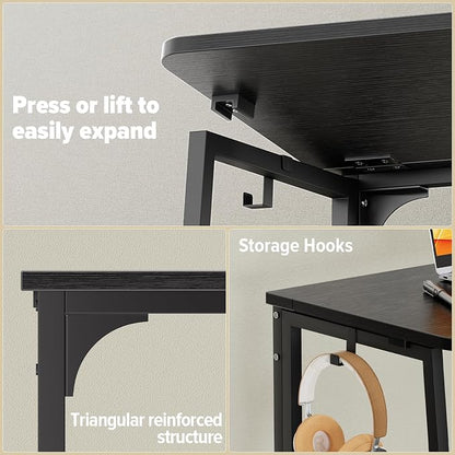 WOHOMO Folding Desk, 39.4" Foldable Computer Table for Small Spaces, Black | Easy Assembly and Fold, Sturdy Home office desks for Study Bedroom Dorm Space Saving Writing Work Apartment