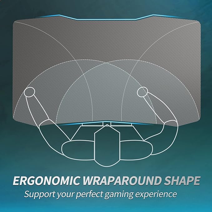 CubiCubi Simple Gaming Desk Z Shaped 47 inch Gamer Workstation, Home Computer Carbon Fiber Surface Gaming Desk PC Table with Headphone Hook, Grey