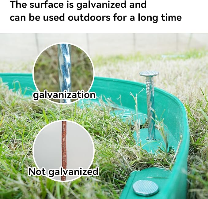 12 Inch Galvanized Landscape Stakes - 90pcs Spiral Metal Round Anchoring Spikes, 0.7 Inch Extra Large Top, for Securing Paver Edging, Weed Barrier, Camping Tent