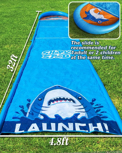 Spring Water Slip and Water Slide, 32FT Lawn Slip n WaterSlide for Kids Adults, Backyard Summer Outdoor Water Toys with Sprinkler, 2 Inflatable Bodyboards