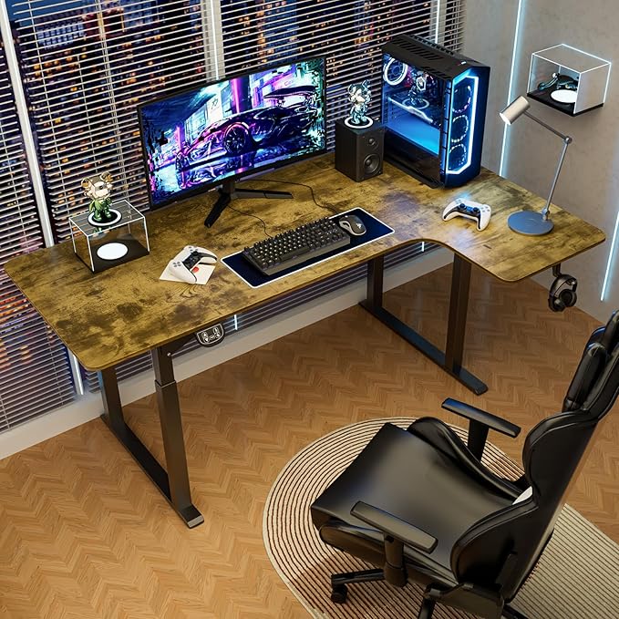 Dripex Standing Desk, 63"/ 71" L Shaped Desk Adjustable Height, Electric Corner Stand Up Desk Large Home Office Desk Computer Workstation, Dual Motor Sit Stand Desk 4 Legs, Super Stable