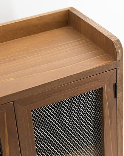 COLLECTIVE HOME - 2 Tiered Storage Cabinet, Countertop Cabinet, Wood Organizer for Kitchen Living Room Bedroom Bathroom Office with Magnetic Door, 15.75 x 14.5 x 6.5, Brown, 01