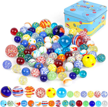 3 Otters 85PCS Colorful Assorted Glass Marbles, Planet Pattern Mix, Decorative Marbles for Centerpieces Crafts & Vase Decor