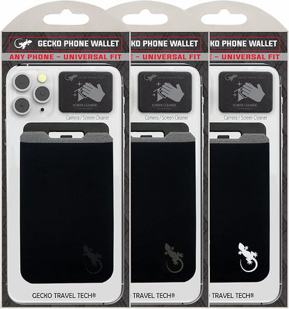 Phone Wallet - Adhesive Card Holder - Cell Phone Pouch - Stick on Lycra Pocket by Gecko - Carry Credit Cards and Cash
