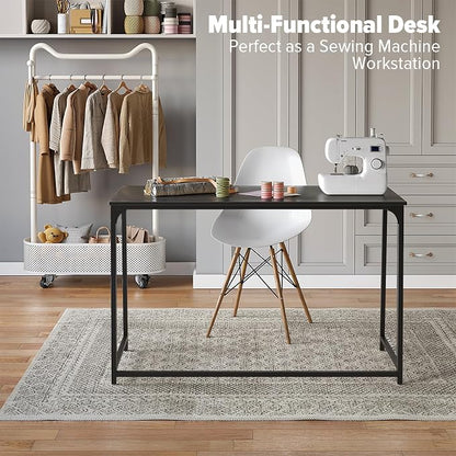WOHOMO Folding Desk, 47.2" Foldable Computer Table for Small Spaces, Black | Easy Assembly and Fold, Sturdy Home office desks for Study Bedroom Dorm Space Saving Writing Work Apartment
